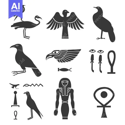 Aset desain premium: Collection of Egyptian Mythology Symbols and Creatures