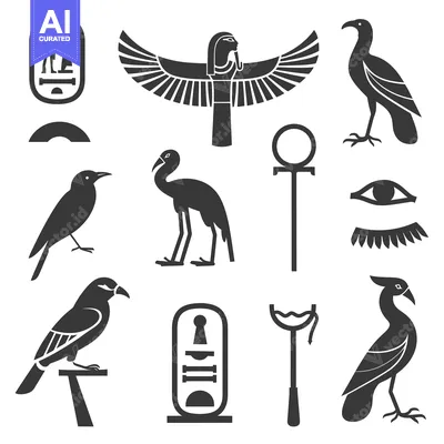 Aset desain premium: A Collection of Ancient Egyptian Hieroglyphs and Symbols