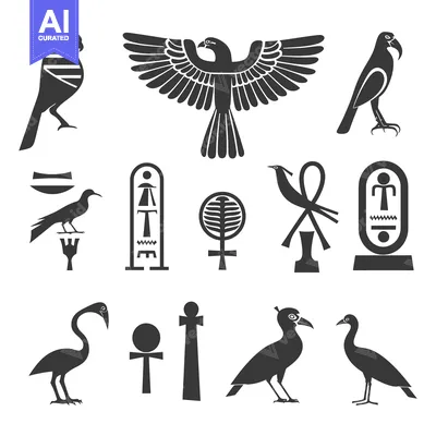 Aset desain premium: Egyptian Hieroglyphics and Birds
