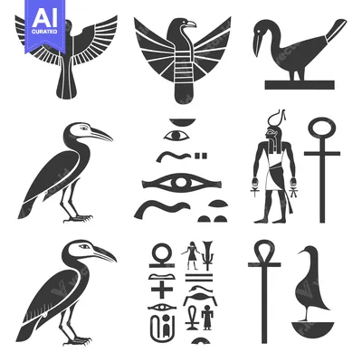 Aset desain premium: Egyptian Mythology Symbols and Hieroglyphs
