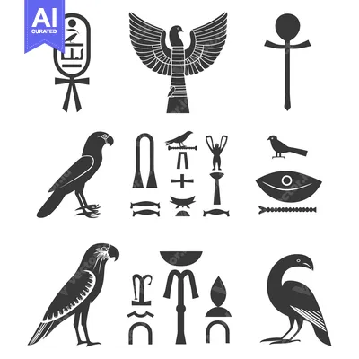 Aset desain premium: Egyptian Hieroglyphs and Symbols with Birds