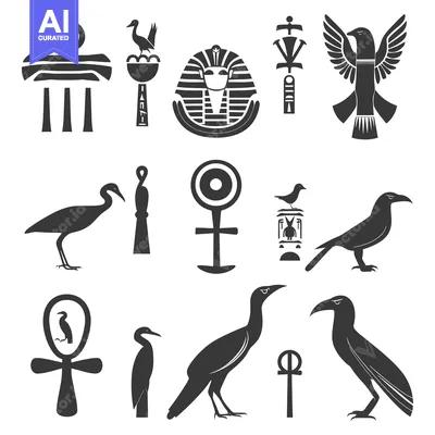 Aset premium populer: Egyptian Hieroglyphs and Bird Silhouettes