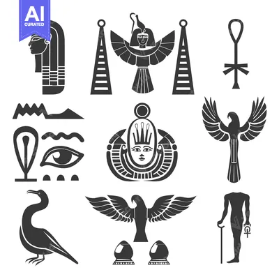 Aset desain premium: A Collection of Ancient Egyptian Symbols and Figures
