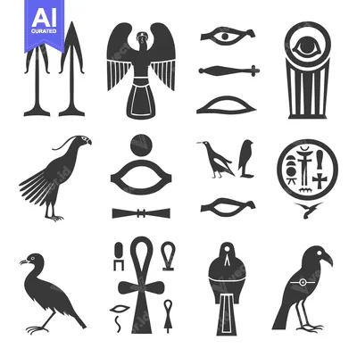 Aset desain premium: A Collection of Ancient Egyptian Hieroglyphs and Symbols