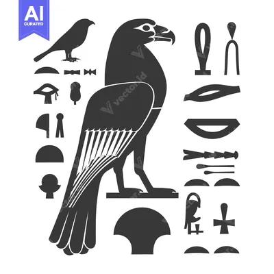 Premium design asset: Ankh Symbol with a Falcon, Eye of Horus, and Other Ancient Egyptian Hi