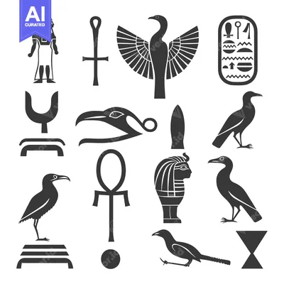 Aset desain premium: Set of Egyptian Mythology and Hieroglyphs Symbols