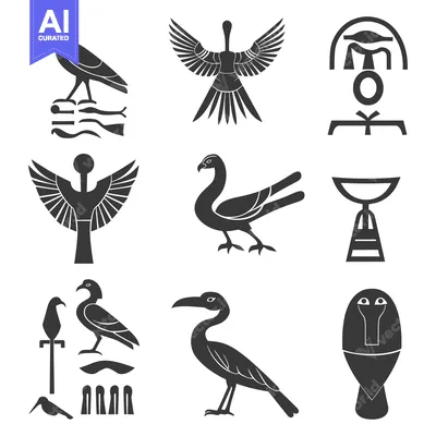 Aset premium populer: Nine Black and White Egyptian Hieroglyph Illustrations