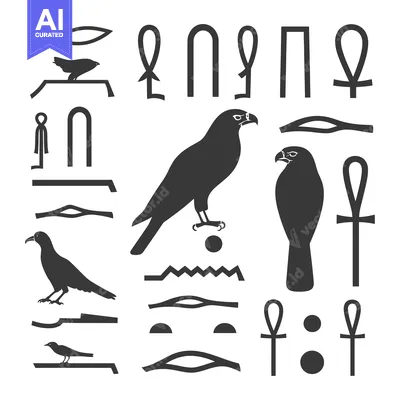 Aset premium populer: Egyptian Hieroglyphs with Birds and Ankh Symbols