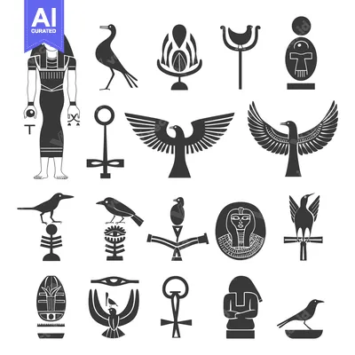Aset desain premium: A Collection of Ancient Egyptian Symbols and Hieroglyphs