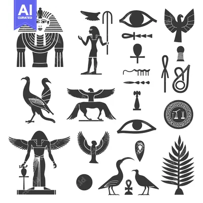 Aset premium populer: Collection of Ancient Egyptian Symbols and Figures