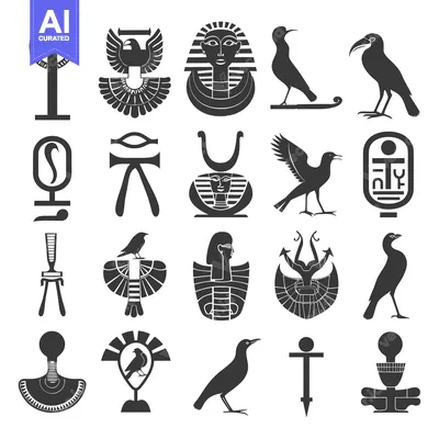 Aset desain premium: A Collection of Egyptian Hieroglyphs and Symbols