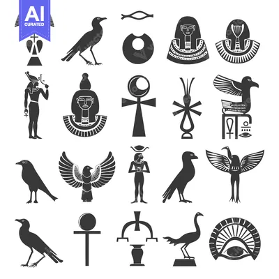 Aset desain premium: Collection of Ancient Egyptian Symbols and Gods