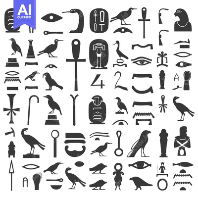 Aset desain premium: Collection of Ancient Egyptian Hieroglyphs and Symbols