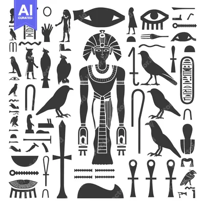 Popular premium asset: Egyptian Hieroglyphs and Symbols with Standing Pharaoh Figure
