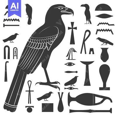 Aset premium populer: Egyptian Hieroglyphics and Symbols Featuring a Bird