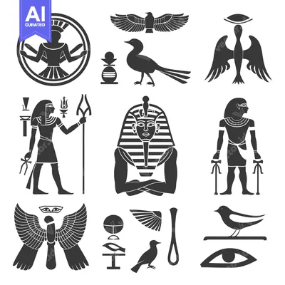 Aset desain premium: A Collection of Ancient Egyptian Hieroglyphs and Symbols