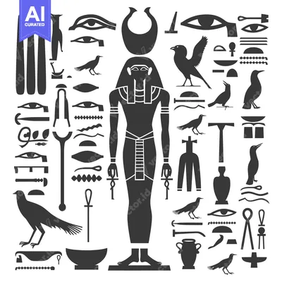 Aset premium populer: Egyptian Hieroglyphs and Symbols with a Standing Pharaoh Figure