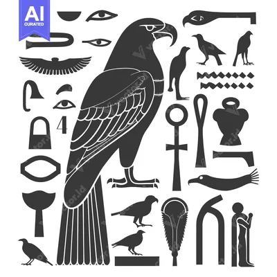 Aset premium populer: Egyptian Hieroglyphs and Symbols Featuring a Bird of Prey