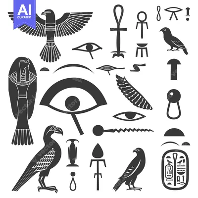 Aset desain premium: Collection of Ancient Egyptian Hieroglyphs and Symbols