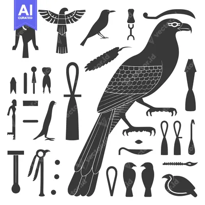 Popular premium asset: Egyptian Hieroglyphs and Symbols with a Bird Illustration