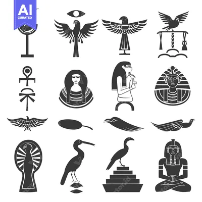Aset desain premium: Set of Ancient Egyptian Symbols and Figures