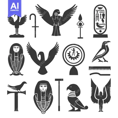 Egyptian Mythology and Religious Symbols in Black and White
