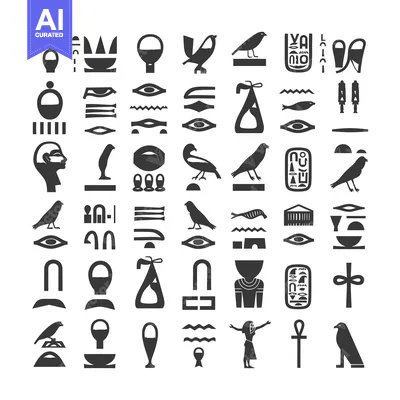 Aset desain premium: A Collection of Hieroglyphic Symbols from Ancient Egypt