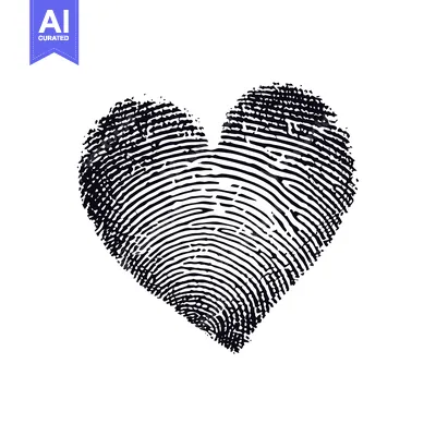 Popular premium asset: Fingerprint-shaped heart, black and white design