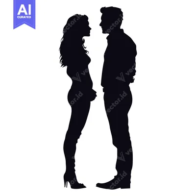 Premium design asset: Silhouette of a man and woman facing each other