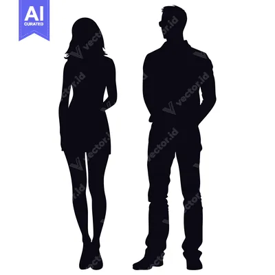 Popular premium asset: Silhouette of a Man and Woman Standing Side by Side