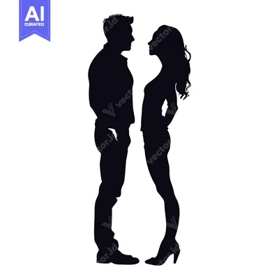 Silhouette of a Man and Woman Facing Each Other