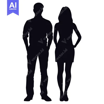 Aset premium populer: Silhouette of a Man and Woman Standing Side by Side