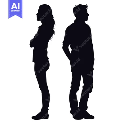 Silhouette of a Couple Standing Back to Back