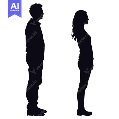 Silhouette of a Man and Woman Standing Side-by-Side
