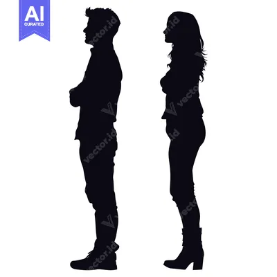 Popular premium asset: Silhouette of a Man and a Woman Standing Side by Side