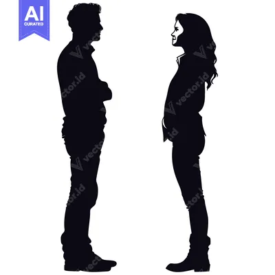 Aset desain premium: Silhouette of a Man and Woman Facing Each Other