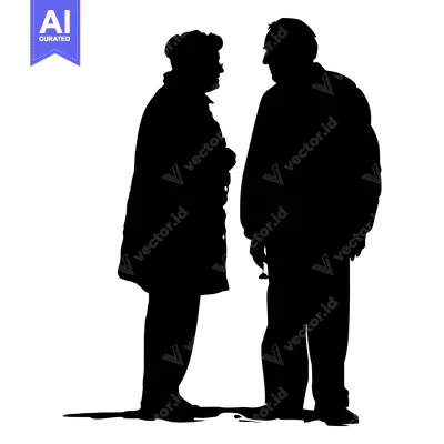 Premium design asset: Silhouette of an Older Couple Talking