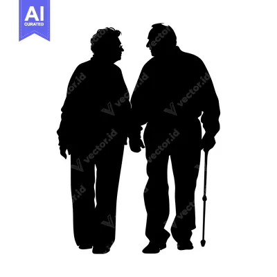 Popular premium asset: Silhouette of an Elderly Couple Holding Hands and Walking