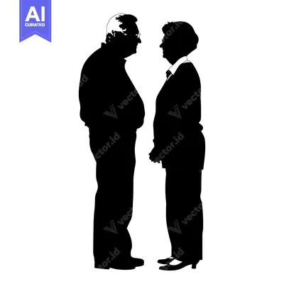 Aset desain premium: Silhouette of a couple standing facing each other