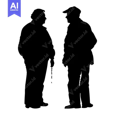 Premium design asset: Two Men Silhouettes Facing Each Other