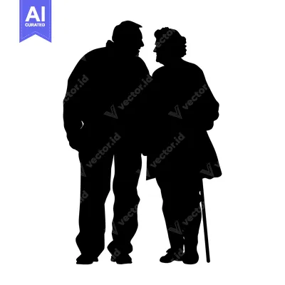 Premium design asset: Silhouette of an Elderly Couple Standing Together
