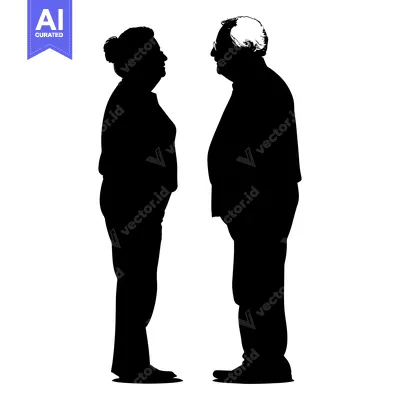 Aset premium populer: Silhouette of an Older Couple Facing Each Other