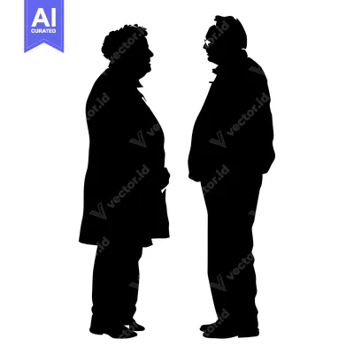 Aset desain premium: Silhouette of Two People Facing Each Other