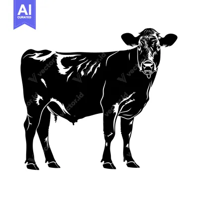 Popular premium asset: Black and White Silhouette of a Standing Cow