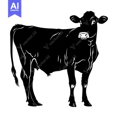 Aset premium populer: Black and White Silhouette of a Standing Cow