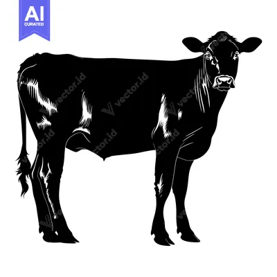 Popular premium asset: Black and White Silhouette of a Cow Standing