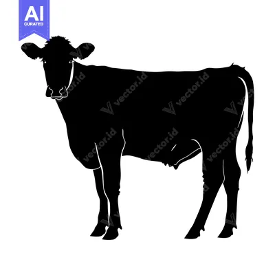 Premium design asset: Black and White Silhouette of a Standing Cow