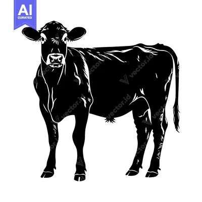 Black and White Silhouette of a Cow