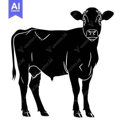 Premium design asset: Silhouette of a Young Black Cow Standing on a White Background