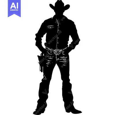 Aset premium populer: Silhouette of a Cowboy with a Gun Holster